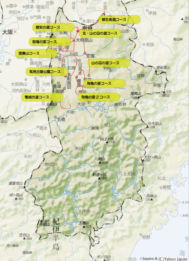奈良県コース略地図